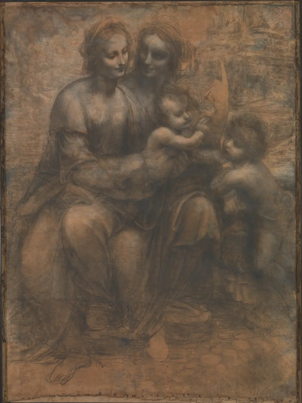 The Virgin and Child with Saint Anne and Saint John the Baptist in Detail Leonardo da Vinci